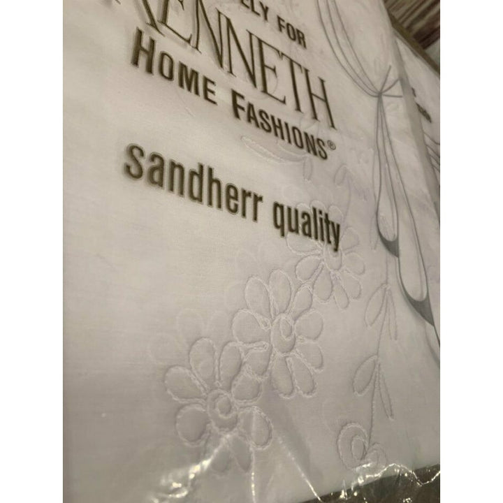 Kenneth Home Fashions Sandherr Swiss Made White Floral Embroidered Curtain Set