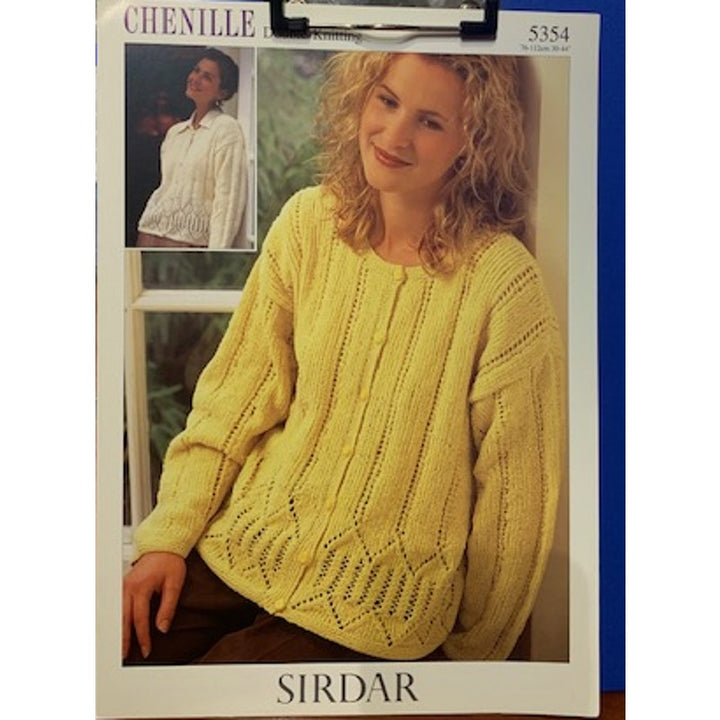 New Sirdar 5354 Chenille Lacy Cardigan Sweater Double Knitting Pattern