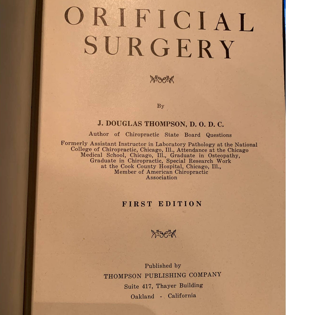 Vintage First Ed 1924 Orificial Finger Surgery Douglas Thompson hard cover book
