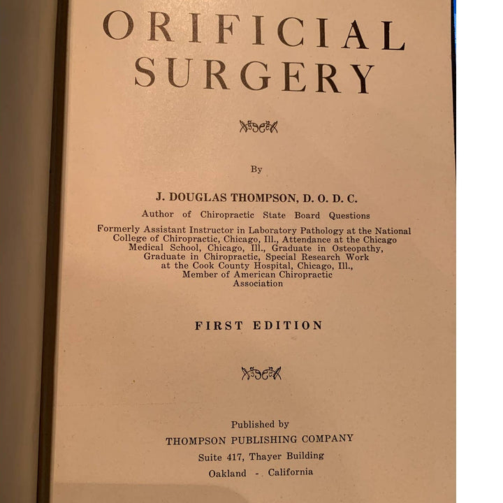 Vintage First Ed 1924 Orificial Finger Surgery Douglas Thompson hard cover book