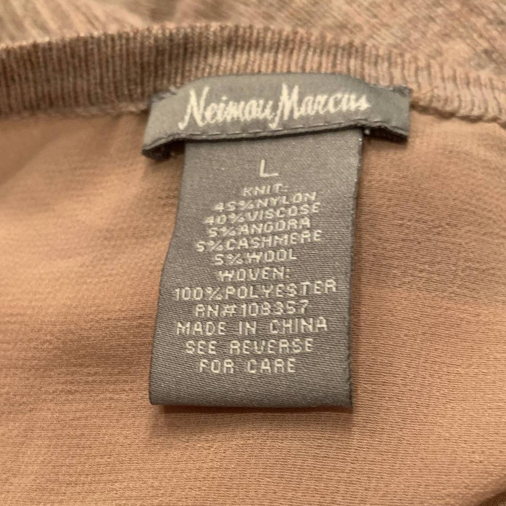 Neiman Marcus Women Large Sheer Back Angora Cashmere Wool Blend Cardigan Sweater