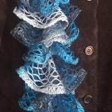 3 Blue Purple Green Infinity Silk Screen Print & Knit Warm Winter Scarves Lot