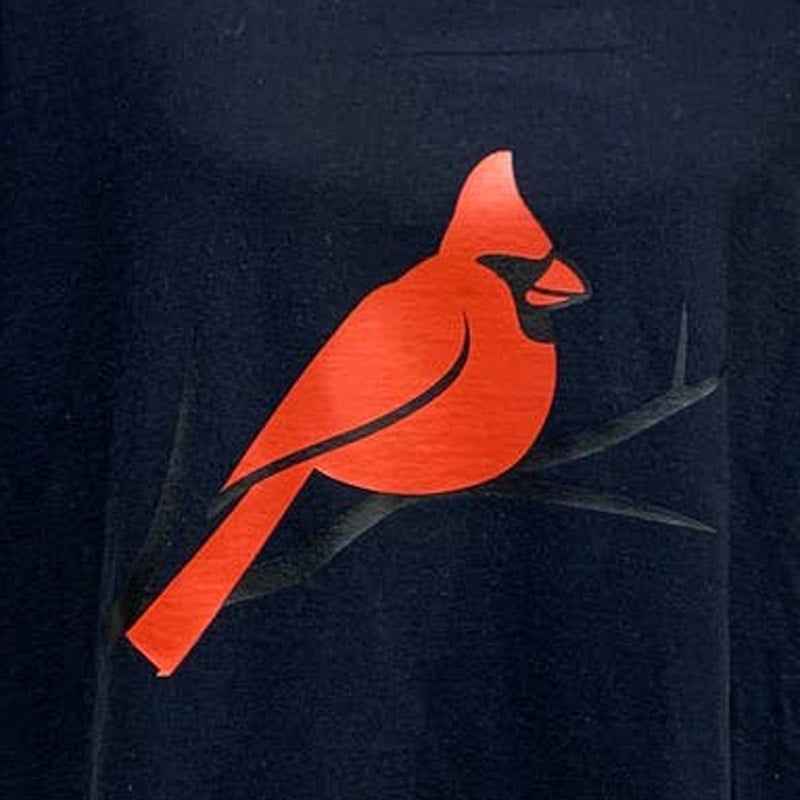 Wingspan Inspired Mens XL Northern Cardinal Bird Hand Printed Upcycled Tee
