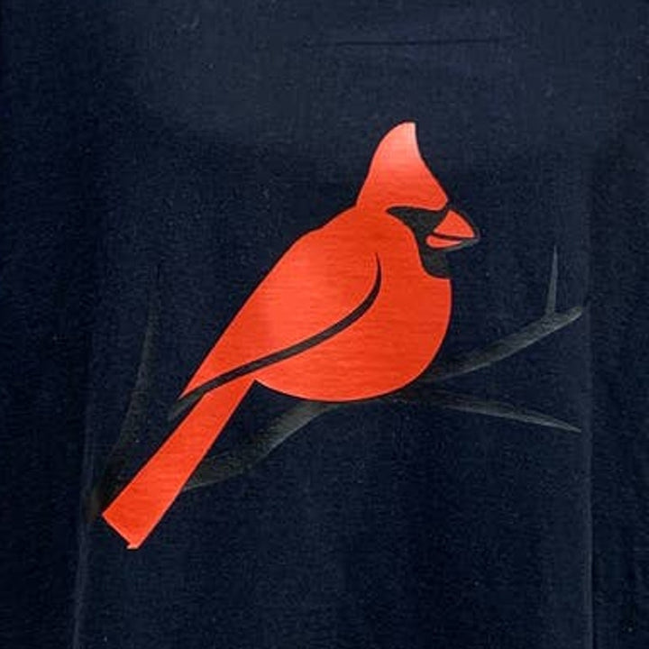 Wingspan Inspired Mens XL Northern Cardinal Bird Hand Printed Upcycled Tee
