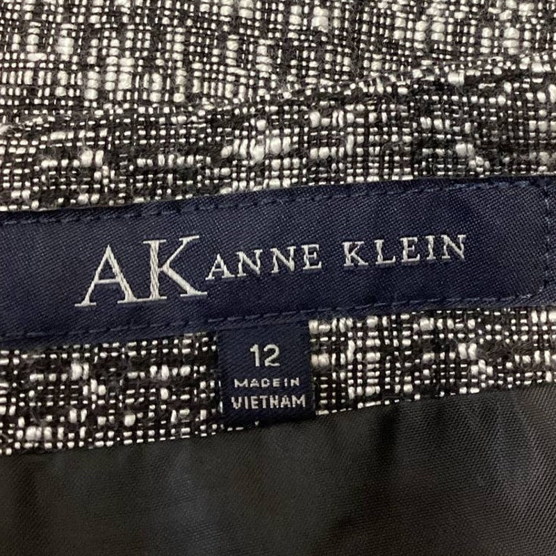 Anne Klein Size 12 Polyester Blend Black White Woven Short Career Pencil Skirt