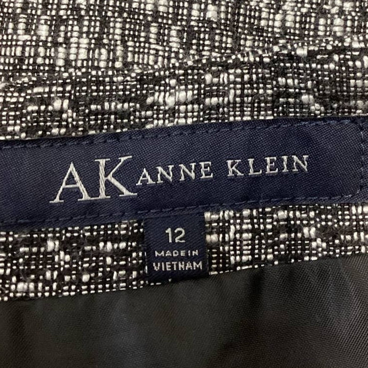 Anne Klein Size 12 Polyester Blend Black White Woven Short Career Pencil Skirt