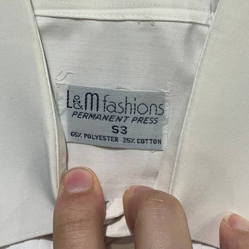 L &amp; M Fashions Small Polycotton Long Sleeve 32/33 Mens White Formal Tuxedo Shirt