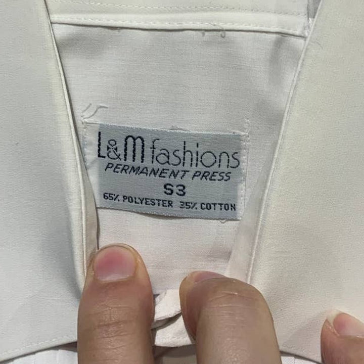 L &amp; M Fashions Small Polycotton Long Sleeve 32/33 Mens White Formal Tuxedo Shirt