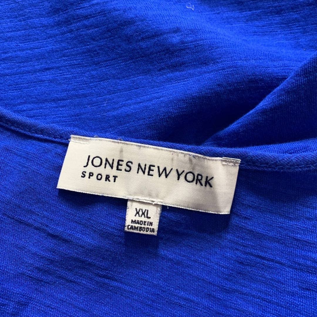 Jones New York Sport XXL 3/4 Sleeve 100% Cotton Gold Button Tee Shirt Blouse