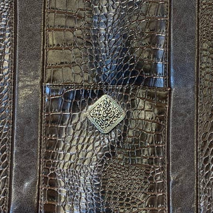 Coldwater Creek Brown Faux Crocodile Leather Career Briefcase Handbag Purse