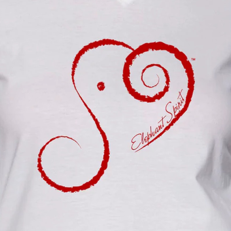 New Hand Printed Medium Elephant Spirit 100% Cotton V-Neck 3/4 Sleeve T-Shirt