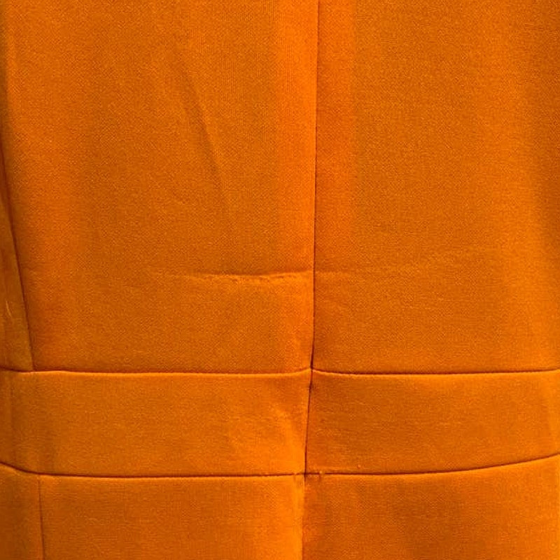 Vintage Hand Printed XL Dragonfly Long Sleeve Polyester Orange Flutter Hem Dress