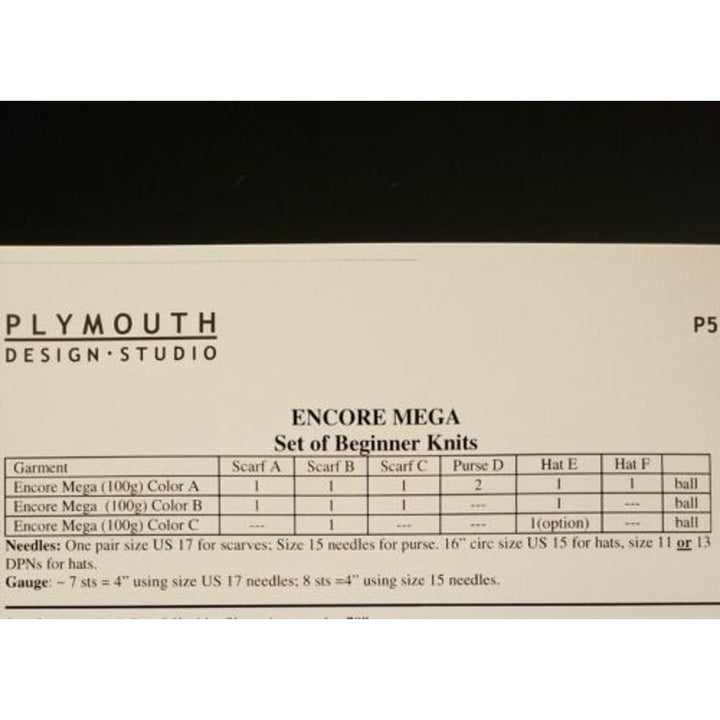 New Plymouth Yarn P522 Encore Mega Set of Beginner Knits Knitting Pattern