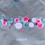 Upcycled Hand Printed Flower Peony Aster Floral Saving the Planet Tote Bag