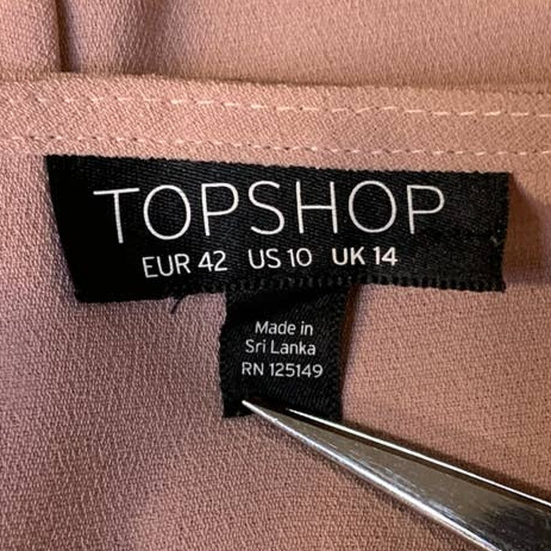 Top Shop Size 10 100% Polyester Pale Rose Pink Long Sleeve Flred Wrap Dress