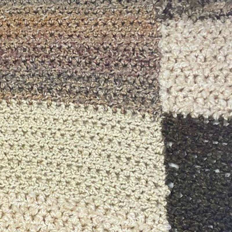 Handmade Hand Crocheted Warm Earth Tones Patchwork Block Afghan Throw Blanket