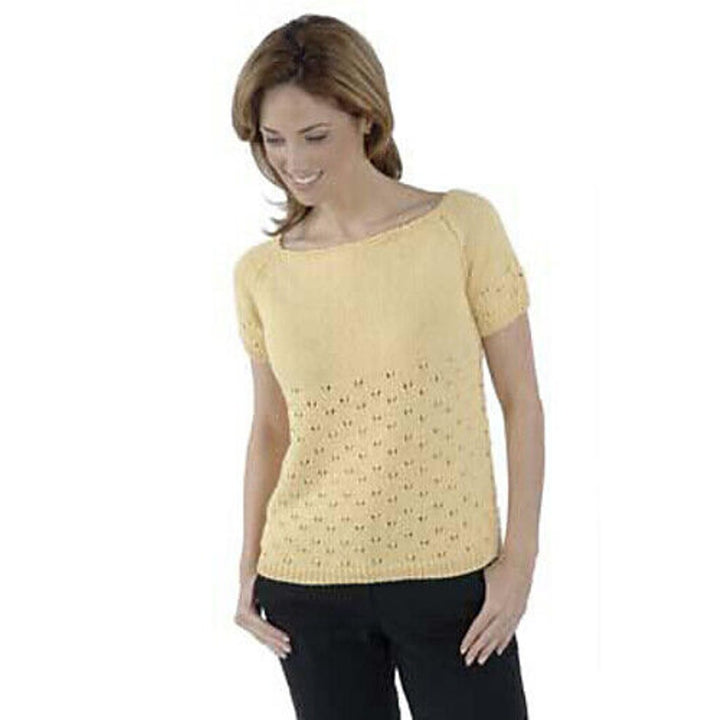 New 2005 JoAnne Turcotte Plymouth S477 Eyelet Patterned Sweater Knitting Pattern