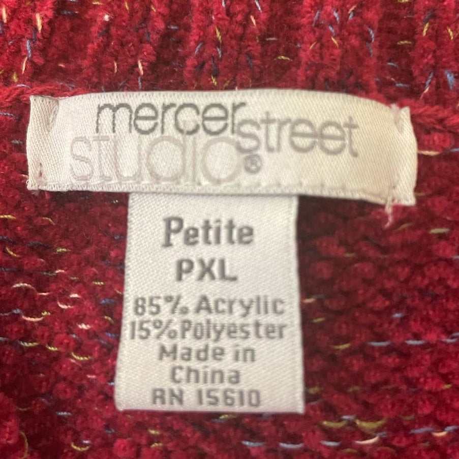 Mercer Street Studio Petite PXL Long Sleeve Acrylic Blend VNeck Pullover Sweater