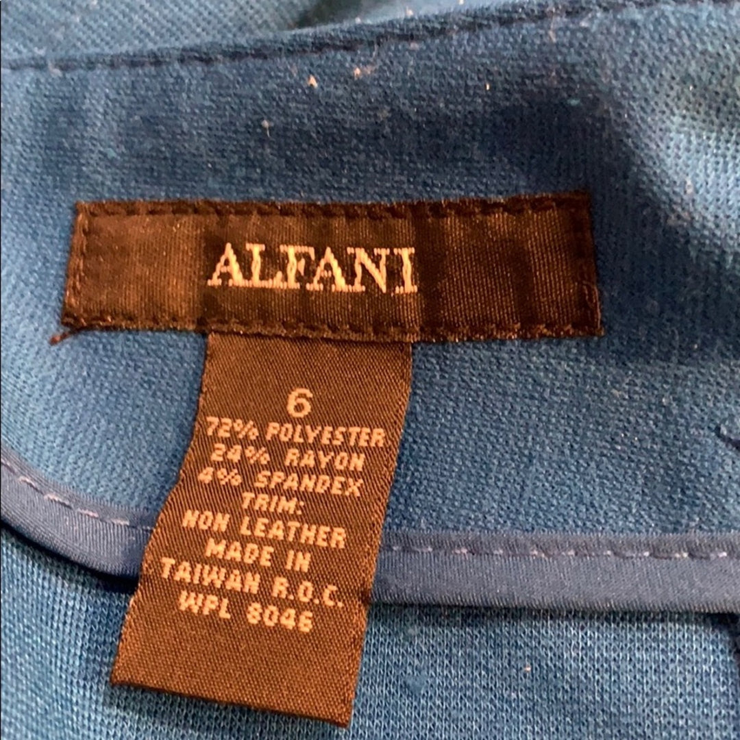 Alfani Size 6 Royal Blue Polyester Front Zip Pocket Leather Detail Mini Skirt