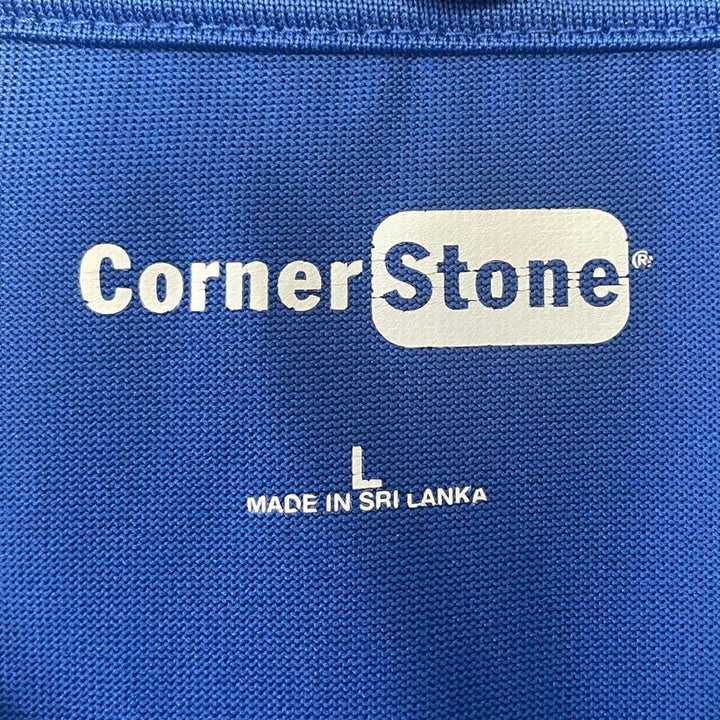 CornerStone Womens Large Blue OREO Short Sleeve Collared Polyester Polo Shirt