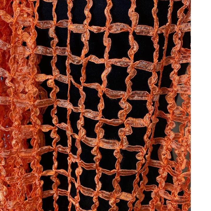 New Pretty Angel Silky Lacy Orange Fishnet Webbed Polyester Blend Infinity Scarf