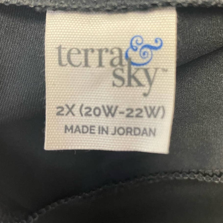 Terra &amp; Sky Plus Size 2X (20W-22W) Shiny Polyester Blend Wide Waist Leggings