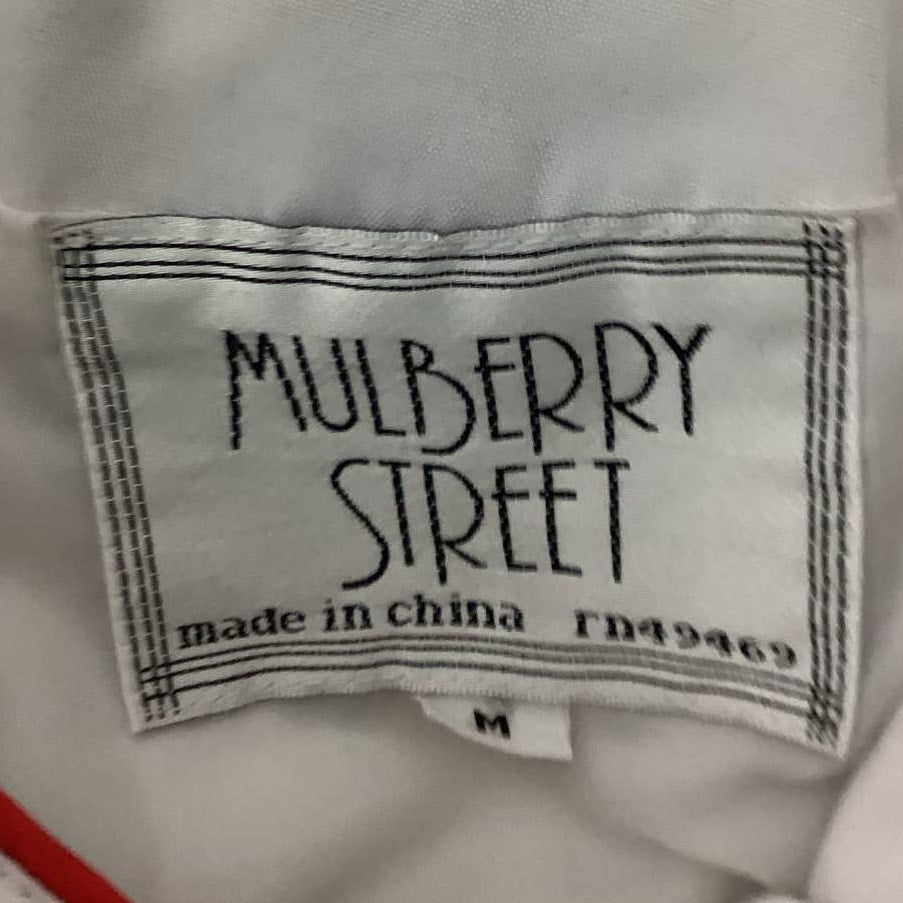 Vintage 1980s Mulberry Street Womens Medium White Button Up PolyCotton Jacket