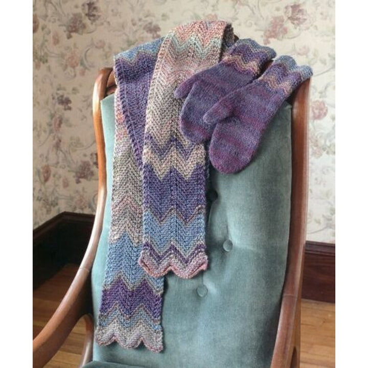 New Carol Sunday Reynolds Odyssey 82329 Chevron Scarf Mittens Knitting Pattern