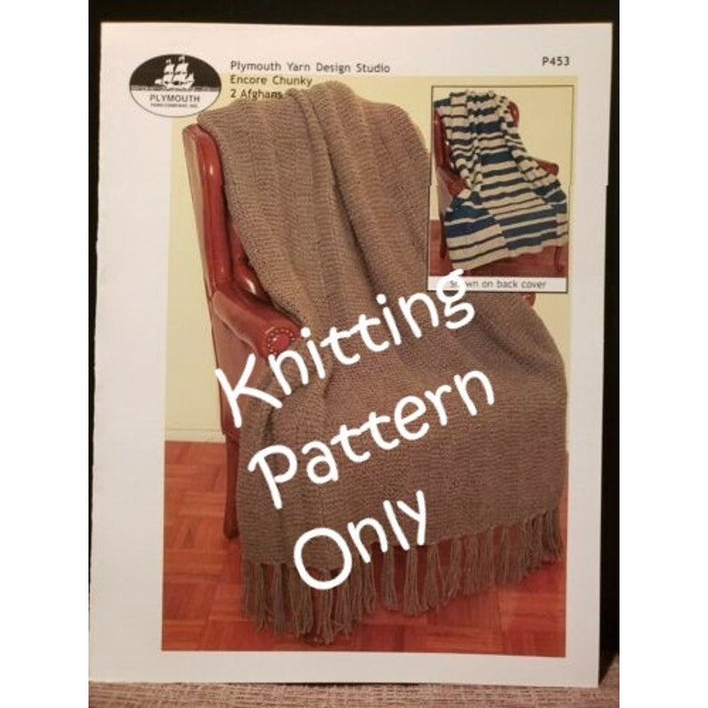 New 2004 Plymouth Yarn Encore Chunky 2 Afghans Throws Knitting Pattern P453