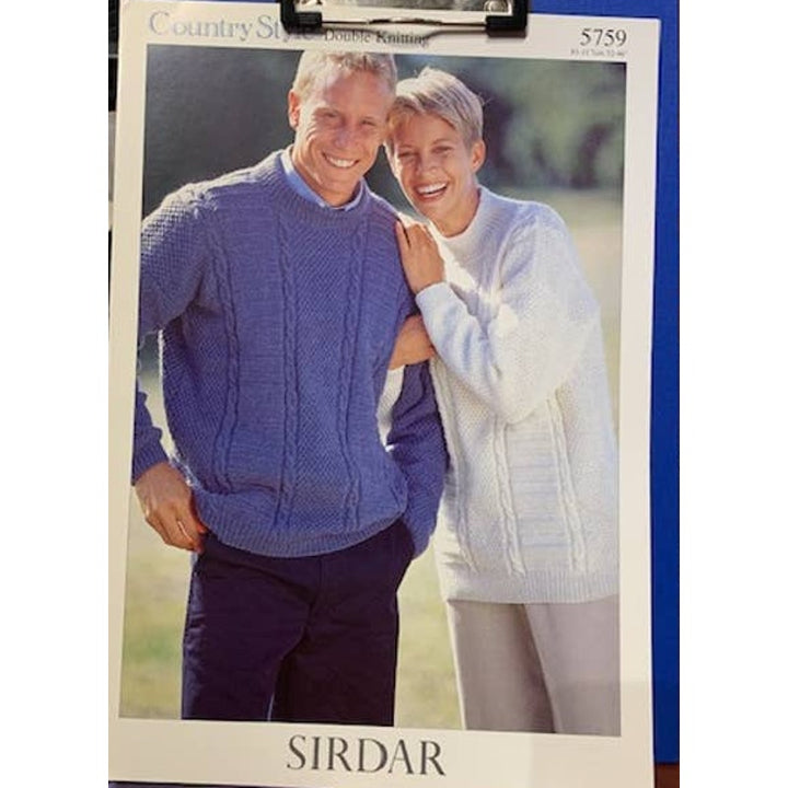 New Sirdar 5759 Country Style His Hers Pullover Double Knitting Sweater Pattern
