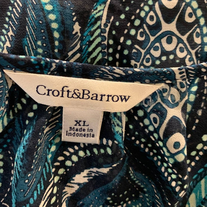 Croft &amp; Barrow XL Flowy Sheer Lightweight Boho Elastic Sleeve Long Blouse