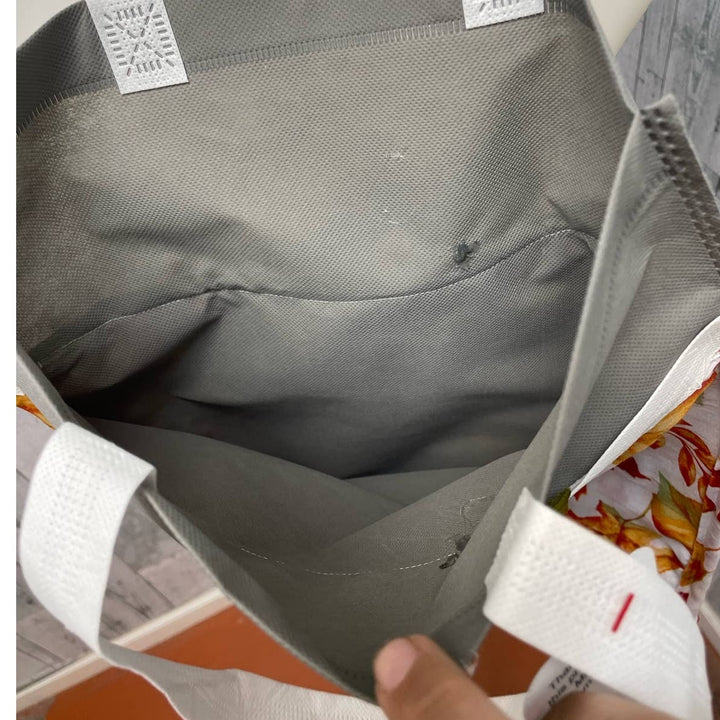 New Upcycled Fall Leaf Handsewn Double Handle Reuseable Shopper Tote Bag