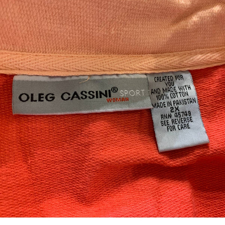 Oleg Cassini Sport Woman 2X 100% Cotton Collared 1/4 Zip Sporty Polo Shirt
