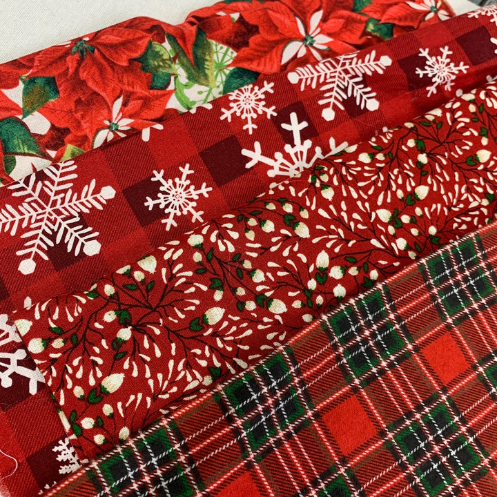 Crafters Christmas Snowflake Plaid Holiday Rescued Fabric Project Swatch Box