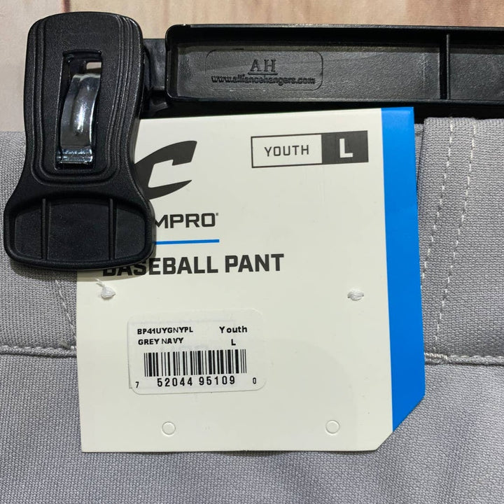 New Champro Sports Youth Large Baseball Polyester Zipper Pants w Navy Stripe