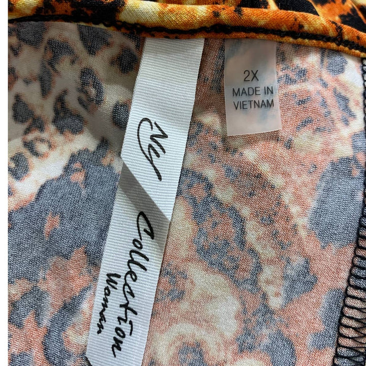 New York Collection 2X Lightweight Paisley Floral Stretchy Maxi Dress w Scarf