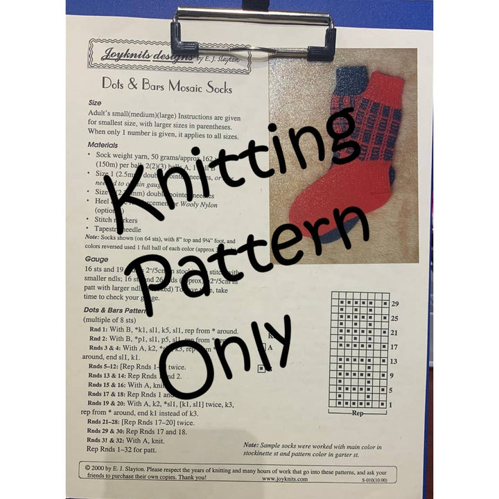 New Joyknits Designs by EJ Slayton Dots &amp; Bars Mosaic Socks Knitting Pattern