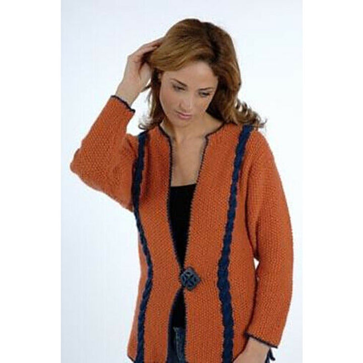 New Sarah Punderson Plymouth Yarn N022 Contrast Cable Cardigan Knitting Pattern