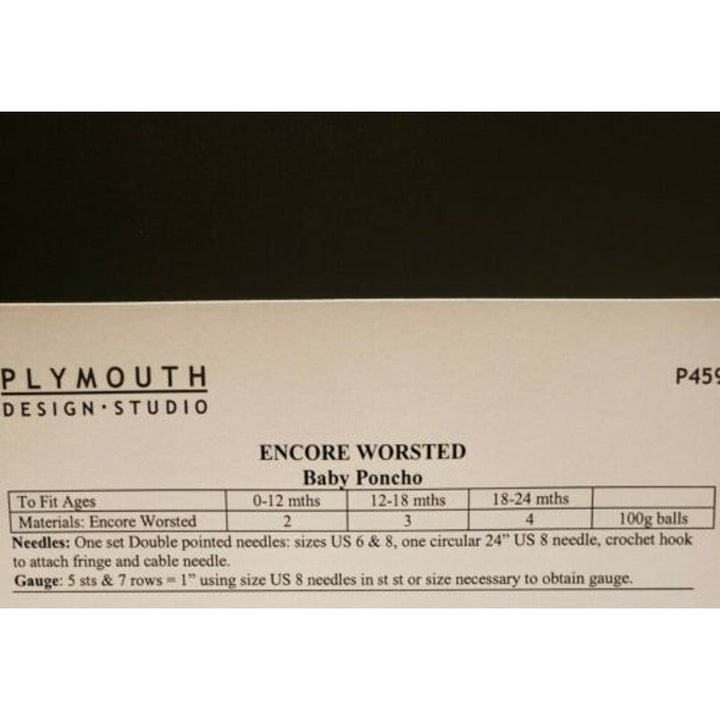 New Plymouth Yarn Encore Worsted Baby Poncho Knitting Pattern P459