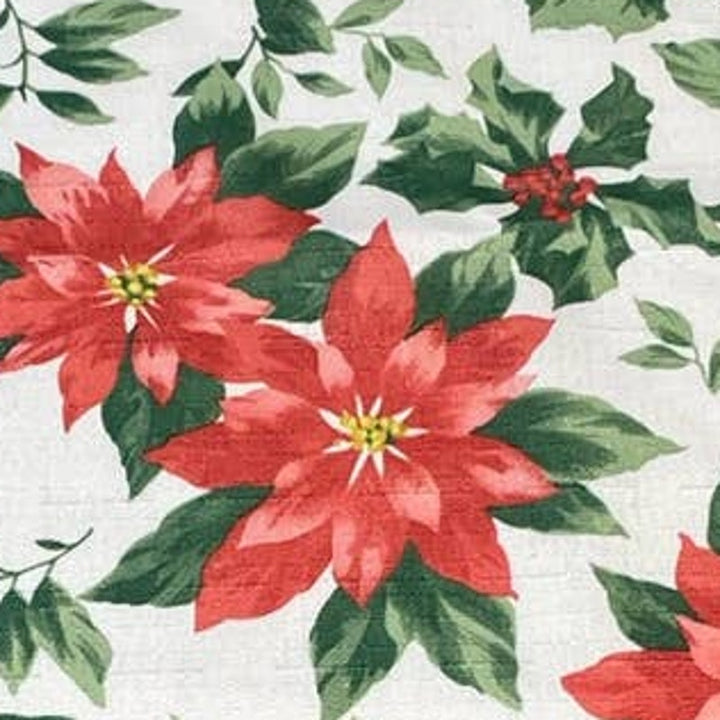 Christmas Poinsettia Holly Berry Leaves Floral Polyester 50" by 70" Tablecloth