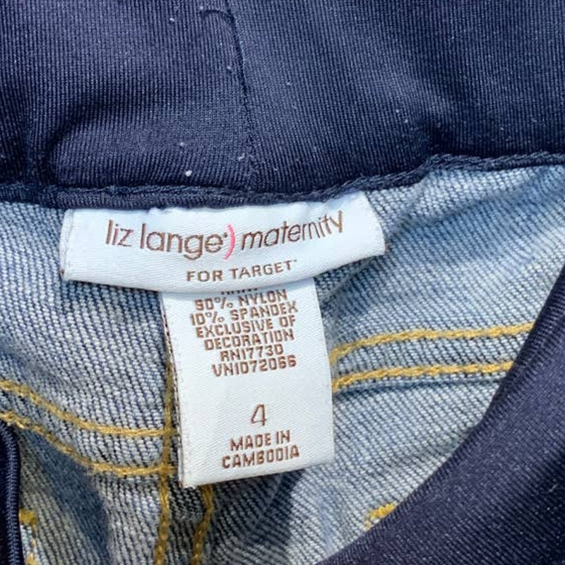 Liz Lange Maternity Size 4 Elastic Stretch Waist Cotton Blend Denim Blue Jeans