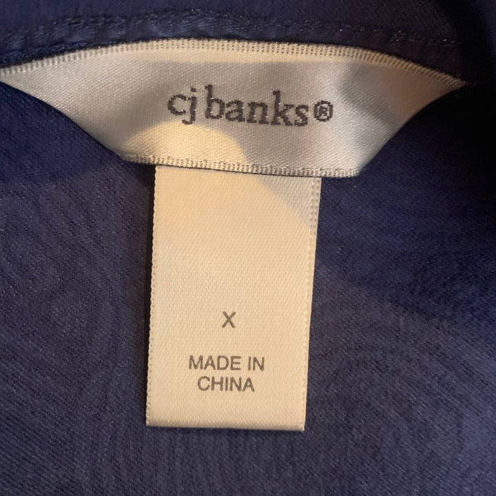 CJ Banks 1X Polyester Blend Scalloped Edge Suede Like Button Up Career Blazer