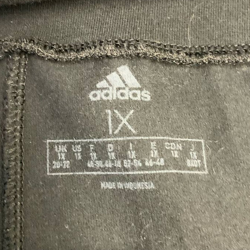Adidas Womens 1X Basic Black Elastic Waist Stretch Pants Athletic Leggings