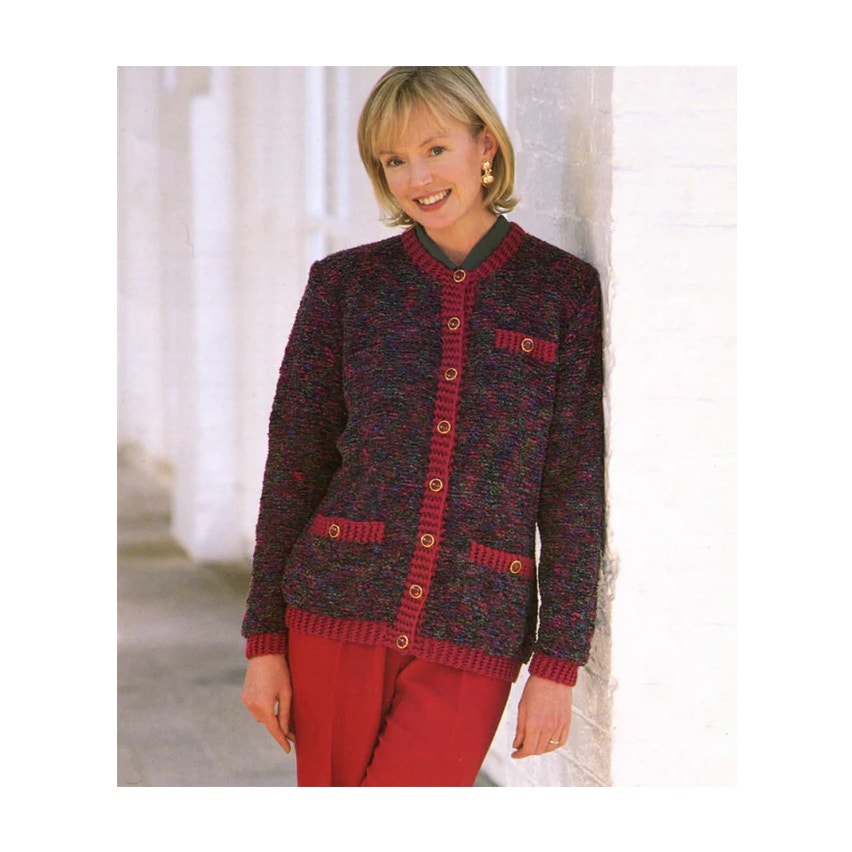 New Sirdar 5239 Harlequin Chenille Cardigan Sweater Jacket Knitting Pattern