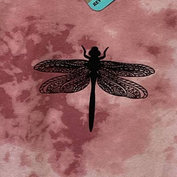 Hand Printed Upcycled Youth Large Dragonfly Short Sleeve Tie Dyed Tee Shirt