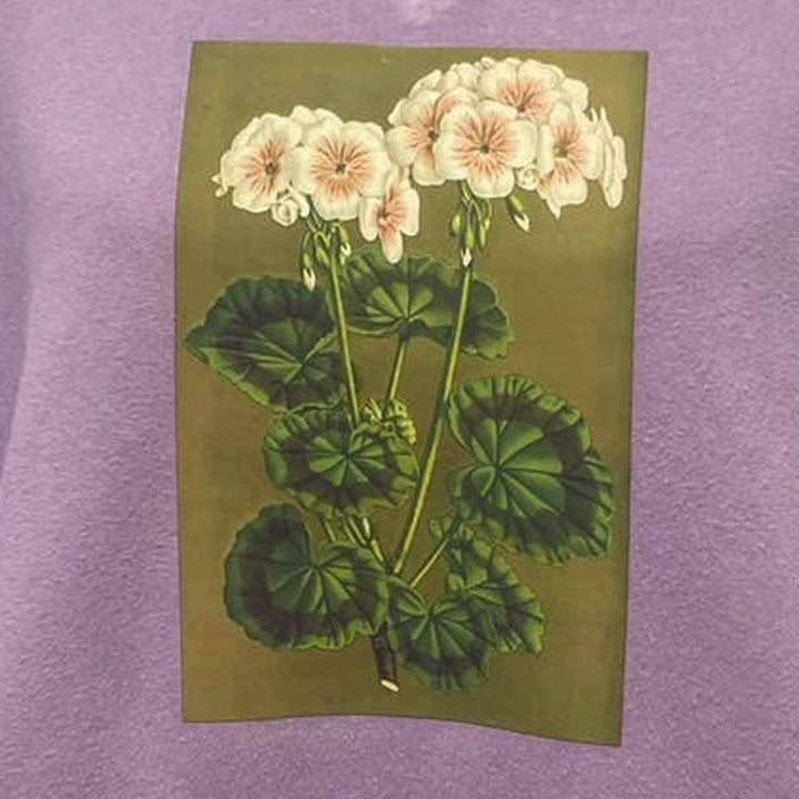 Hand Printed Medium Vintage Botanical Floral Recycled Polyester VNeck Sweatshirt