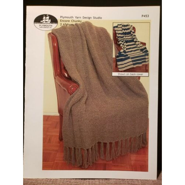 New Plymouth Yarn Encore Chunky 2 Afghans Throws Knitting Pattern P453