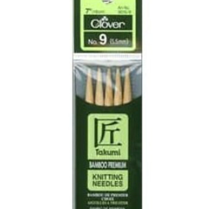 Lot of 2 New Clover Takumi Bamboo Double-Pointed Needles, Size 9