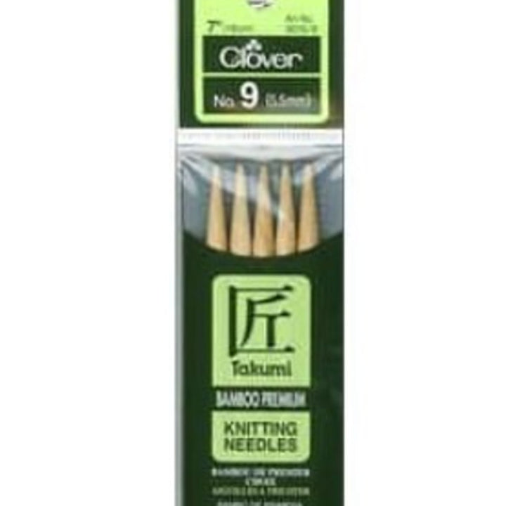 Lot of 2 New Clover Takumi Bamboo Double-Pointed Needles, Size 9