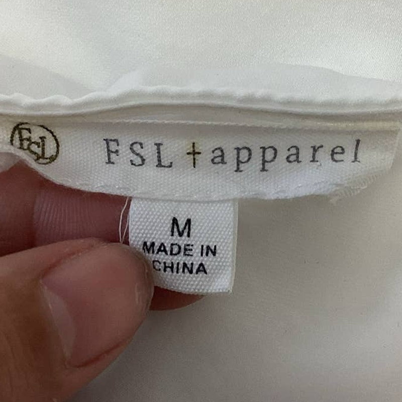 FSL + Apparel Medium Floral Embroidered Deep V-Neck Short Sleeve Polyester Top